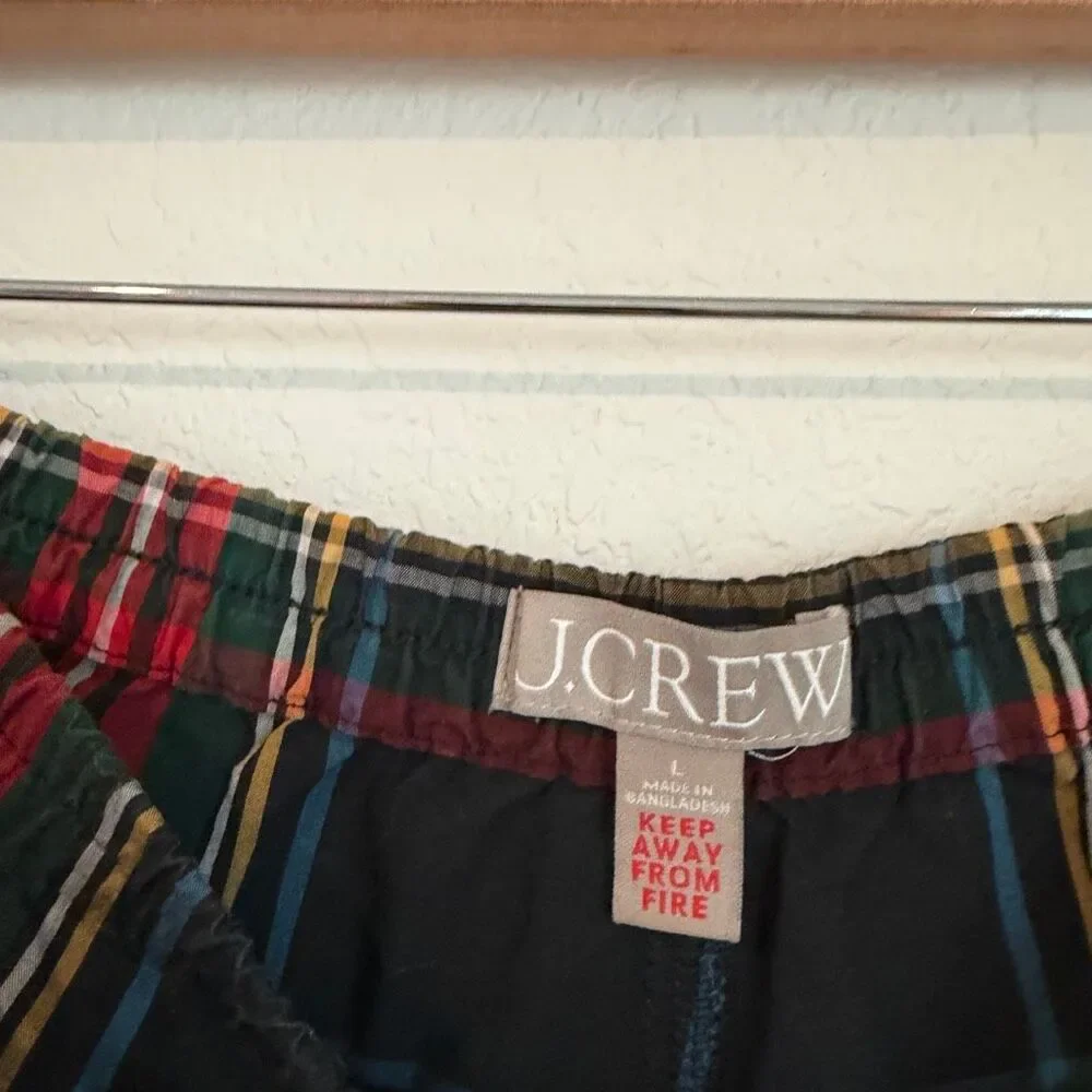 J. Crew Stewart Tartan Cotton Poplin Plaid Pajama Pant Set Women's Size Large